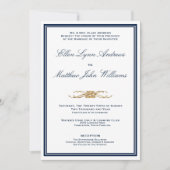 Marine en Goud Elegant Minimalistische Bruiloft Kaart (Voorkant)