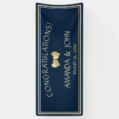 Marine en goud Elegante bruiloft Gefeliciteerd Spandoek (Verticaal)