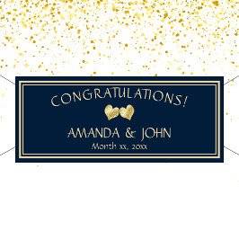 Marine en goud Elegante bruiloft Gefeliciteerd Spandoek