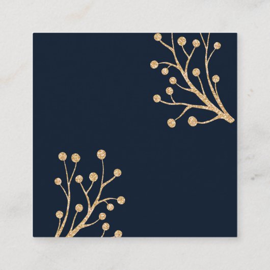 Marine en Goud Elegante bruiloft RSVP-bijsluiter Informatiekaartje (Achterkant)