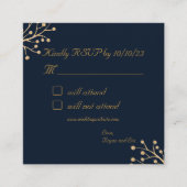 Marine en Goud Elegante bruiloft RSVP-bijsluiter Informatiekaartje (Voorkant)