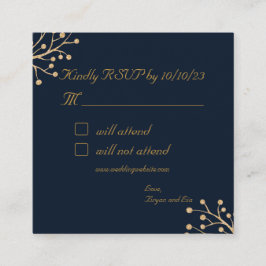 Marine en Goud Elegante bruiloft RSVP-bijsluiter Informatiekaartje
