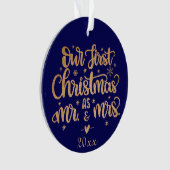 Marine en Goud Gepersonaliseerde Kerstmis Ornament (voorkant)