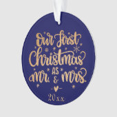 Marine en Goud Gepersonaliseerde Kerstmis Ornament (voorkant)