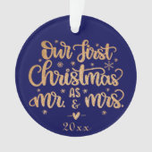 Marine en Goud Gepersonaliseerde Kerstmis Ornament (voorkant)