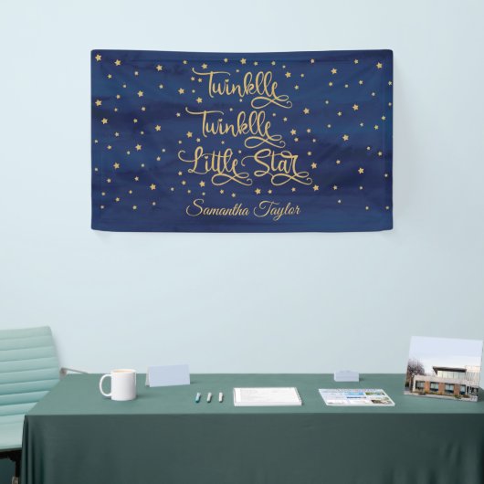 Marine en goud glitter twinkle twinkle kleine ster spandoek (Beurs)