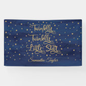 Marine en goud glitter twinkle twinkle kleine ster spandoek (Horizontaal)