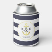 Marine en Goud nautische bruiloft Blikjeskoeler (Blikje Achterkant)