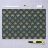 Marine en Goud Palm-Peacock Art Deco Tissue Paper Tissuepapier (Craft)