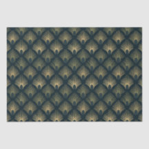 Marine en Goud Palm-Peacock Art Deco Tissue Paper