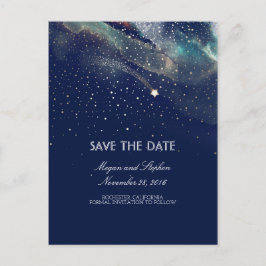 Marine en Goud Schieten Star Night Save The Date Aankondigingskaart