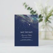 Marine en Goud Schieten Star Night Save The Date Aankondigingskaart (Staand voorkant)
