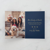 Marine en Goud Sneeuwvlok 6 Foto Collage Kerstmis Feestdagen Kaart (Binnen)