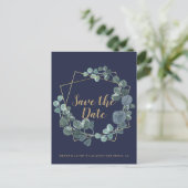 Marine en Goud terrarium botanische Save the Date Briefkaart (Staand voorkant)