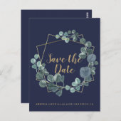 Marine en Goud terrarium botanische Save the Date Briefkaart (Voorkant / Achterkant)