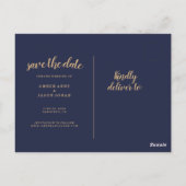 Marine en Goud terrarium botanische Save the Date Briefkaart (Achterkant)