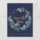 Marine en Goud terrarium botanische Save the Date Briefkaart (Voorkant)