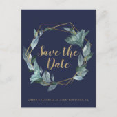 Marine en Goud terrarium botanische Save the Date Briefkaart (Voorkant)