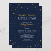 Marine en goud | Twinkle Little Star Baby shower Kaart (Voorkant / Achterkant)