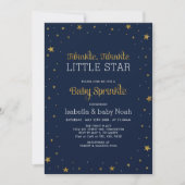 Marine en goud | Twinkle Little Star Baby Sprinkle Kaart (Voorkant)