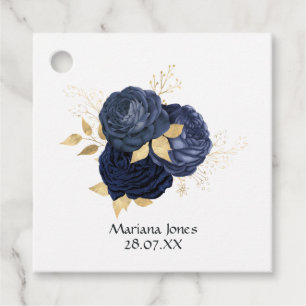 Marine en goud vintage shabby rozen Quinceañera Bedankjes Labels