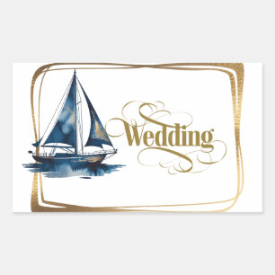 Marine en Goud Zeevaart Boot Gouden Lijst Trouw Rechthoekige Sticker