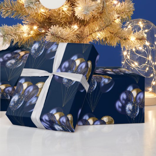 Marine en gouden ballonnen patroon cadeaupapier (Feestdagen)