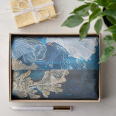 Marine en Gouden Bloemen Zeewier Decoupage Tissuepapier (Geschenk)