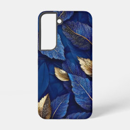Marine en gouden botanisch bladpatroon samsung galaxy hoesje