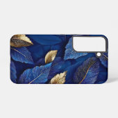 Marine en gouden botanisch bladpatroon samsung galaxy hoesje (Achterkant horizontaal)