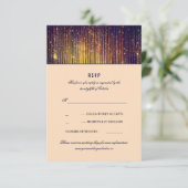 Marine en Gouden Bruiloft String Lights RSVP (Staand voorkant)