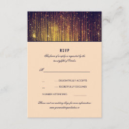 Marine en Gouden Bruiloft String Lights RSVP Kaartje