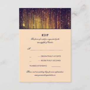 Marine en Gouden Bruiloft String Lights RSVP Kaartje