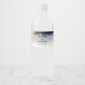 Marine en Gouden Bruiloft Water Fles Label Waterfles Etiket (Voorkant)