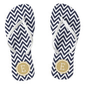 Marine en Gouden Chevron Monogram Teenslippers (Voetbed)