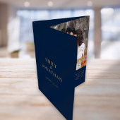 Marine en Gouden Foto QR Code Tijdlijn Huwelijk Drieluik Uitnodiging