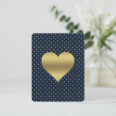 Marine en Gouden Hart & Polka Dot Douche Party Kaart (Staand voorkant)