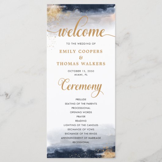 Marine en Gouden Huwelijksceremonie Programma Programmakaart (Voorkant)