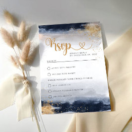 Marine en Gouden Huwelijksceremonie RSVP-Kaart RSVP Kaartje