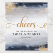 Marine en Gouden Huwelijksceremonie Wijnlabel Wijn Etiket (Enkel label)