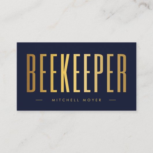 Marine en Gouden Imker QR Code & Logo Visitekaartje (Voorkant)