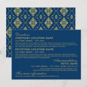  marine en gouden kunst decobruiloft informatiekaartje (Voorkant / Achterkant)