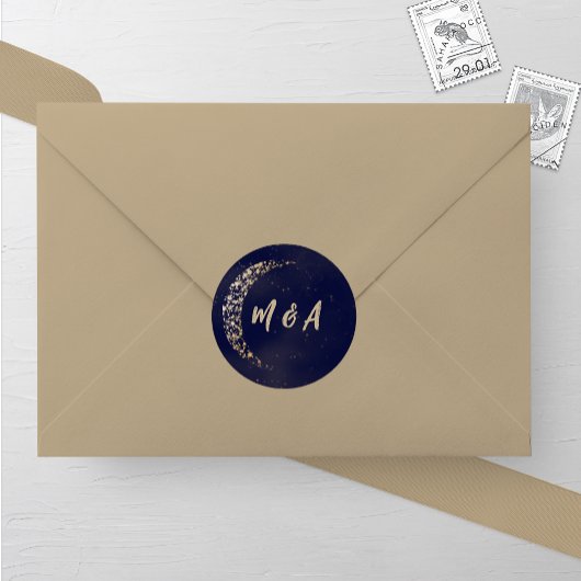 Marine en Gouden Maan en Achterhuwelijk Ronde Sticker