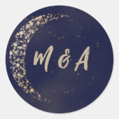 Marine en Gouden Maan en Achterhuwelijk Ronde Sticker (Voorkant)