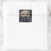 Marine en Gouden Masquerade Bruiloft Envelop Afdic Vierkante Sticker (Tas)