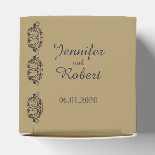 Marine en Gouden Masquerade Bruiloft Favor Box Bedankdoosjes (Bovenkant)