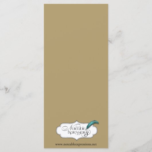 Marine en Gouden Masquerade Bruiloft Menu (Achterkant)