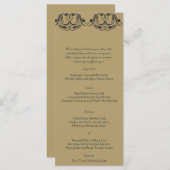 Marine en Gouden Masquerade Bruiloft Menu (Voorkant / Achterkant)