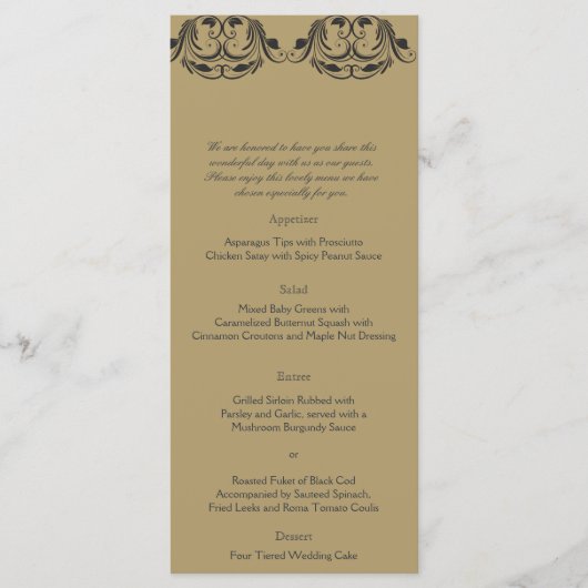 Marine en Gouden Masquerade Bruiloft Menu (Voorkant)