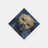 Marine en Gouden Masquerade Monogram Servet (Hoek)